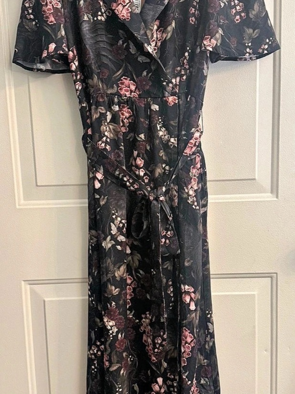 Disturbia Noctua Owl Foxglove Printed Wrap Midaxi Shirt Dress